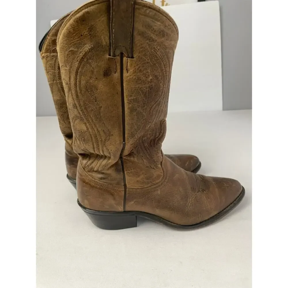 Cowboy Boots Men 9.5D Brown Western Leather Rustic Rodeo Country Americana Ranch